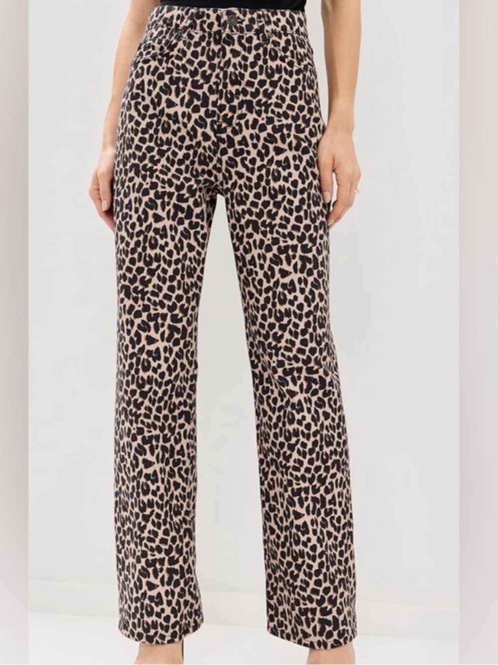 Reformation Cary High-Rise Slouchy Straight-Leg Leopard Print Jeans Women’s 23